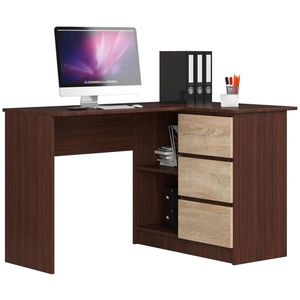 Ak furniture Rohový psací stůl B16 124 cm wenge/dub sonoma pravý obraz