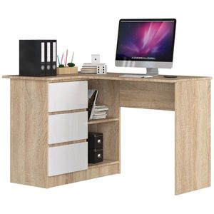 Ak furniture Rohový psací stůl B16 dub sonoma/bílý lesk levý obraz