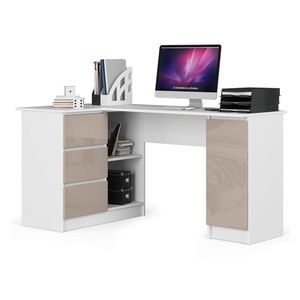 Ak furniture Rohový psací stůl B20 155 cm bílý/cappuccino lesk levý obraz