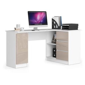 Ak furniture Rohový psací stůl B20 155 cm bílý/cappuccino lesk pravý obraz