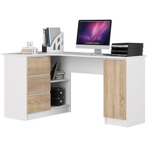 Ak furniture Rohový psací stůl B20 155 cm bílý/dub sonoma levý obraz