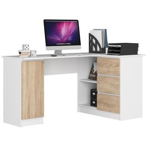 Ak furniture Rohový psací stůl B20 155 cm bílý/dub sonoma pravý obraz