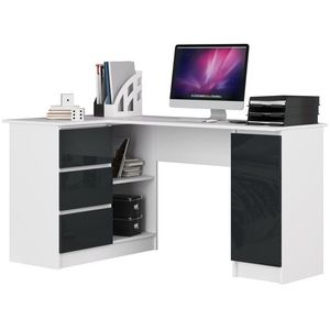 Ak furniture Rohový psací stůl B20 155 cm bílý/grafitový lesk levý obraz