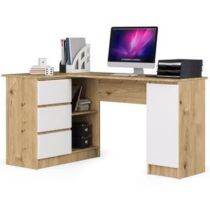 Ak furniture Rohový psací stůl B20 155 cm dub artisan/bílý levý obraz