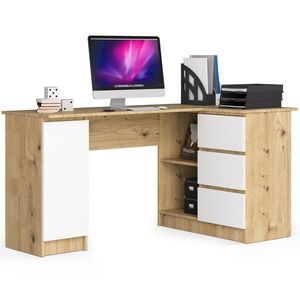 Ak furniture Rohový psací stůl B20 155 cm dub artisan/bílý pravý obraz