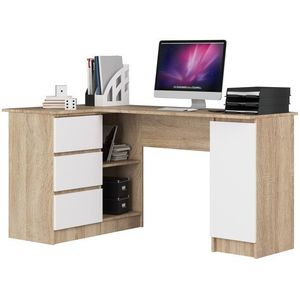 Ak furniture Rohový psací stůl B20 155 cm dub sonoma/bílý levý obraz