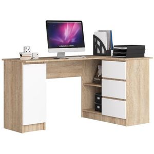 Ak furniture Rohový psací stůl B20 155 cm dub sonoma/bílý pravý obraz