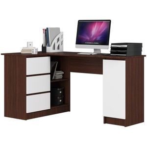 Ak furniture Rohový psací stůl B20 wenge/bílý levý obraz