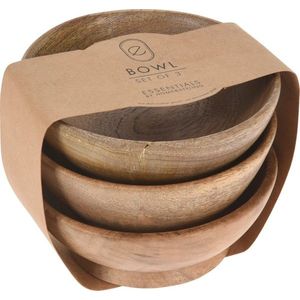 Mondex Sada 3 ks dřevěných misek WOOD 11 cm hnědá obraz