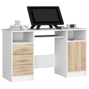 Ak furniture Volně stojící psací stůl Ana 124 cm bílý/dub sonoma obraz