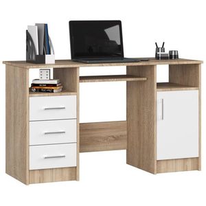 Ak furniture Volně stojící psací stůl Ana 124 cm dub sonoma/bílý obraz