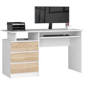 Ak furniture Volně stojící psací stůl CLP 135 cm bílý/dub sonoma obraz