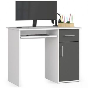 Ak furniture Volně stojící psací stůl Pin 90 cm bílý/grafitově šedý obraz