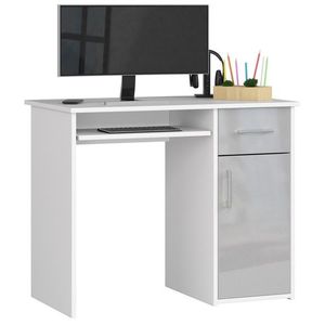 Ak furniture Volně stojící psací stůl Pin 90 cm bílý/světle šedý lesk obraz