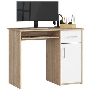 Ak furniture Volně stojící psací stůl Pin 90 cm dub sonoma/bílý obraz