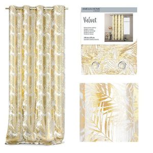 Závěs AmeliaHome Velvet Golden Leaves bílý, velikost 140x245 obraz