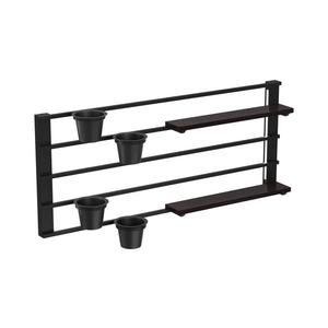 Nástěnná police s květináči a LED osvětlením SHELF 50x118 cm černá/borovice obraz