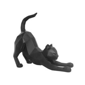 Matně černá soška PT LIVING Origami Stretching Cat, výška 30, 5 cm obraz