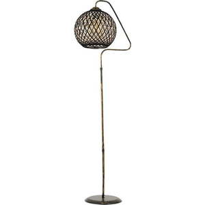 Stojací lampa v černo-zlaté barvě se stínidlem z juty (výška 154 cm) – Opviq lights obraz