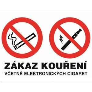 Zákaz kouření včetně elektronických cigaret 150x100 mm samolepka obraz