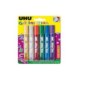 UHU Glitter Glue Original 6 x 10 ml Sada gelových lepidel pro kreativní práci obraz