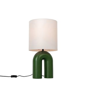 Designová stolní lampa zelená s bílým lněným stínidlem - Lotti obraz