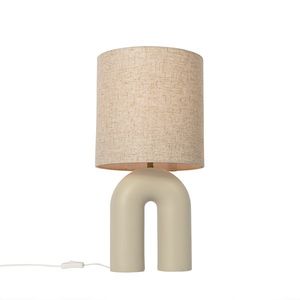 Designová stolní lampa béžová s béžovým plátěným stínidlem - Lotti obraz