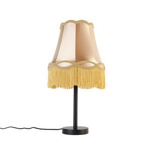 Klasická stolní lampa černá se stínidlem babička zlatá 30 cm - Simplo obraz