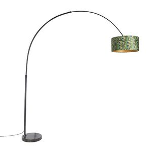 Oblouková lampa s motivem pávů s černým sametovým stínidlem 50 cm - XXL obraz