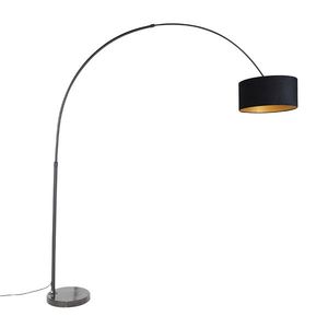 Oblouková lampa černá velurová odstín černá se zlatem 50 cm - XXL obraz