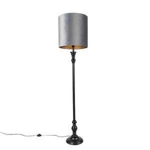 Klasická stojací lampa černá s šedým stínidlem 40 cm - Classico obraz