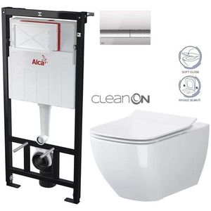 ALCADRAIN Sádromodul předstěnový instalační systém s chromovým tlačítkem M1721 + WC CERSANIT CLEANON VIRGO + SEDÁTKO AM101/1120 M1721 ME1 obraz