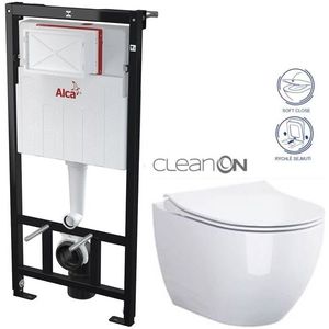 ALCADRAIN Sádromodul předstěnový instalační systém bez tlačítka + WC CERSANIT ZEN CLEANON + SEDÁTKO AM101/1120 X HA1 obraz