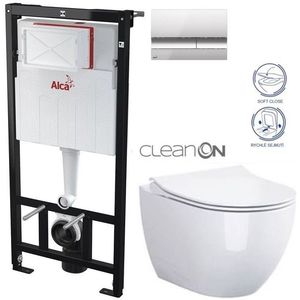 ALCADRAIN Sádromodul předstěnový instalační systém s chromovým tlačítkem M1721 + WC CERSANIT ZEN CLEANON + SEDÁTKO AM101/1120 M1721 HA1 obraz