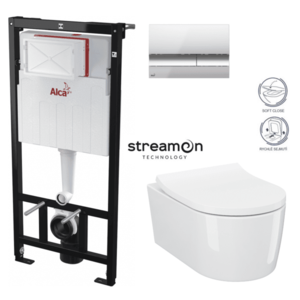 ALCADRAIN Sádromodul předstěnový instalační systém s chromovým tlačítkem M1721 + WC CERSANIT INVERTO + SEDÁTKO DURAPLAST SOFT-CLOSE AM101/1120 M1721 IN1 obraz