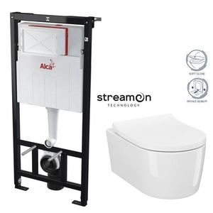 ALCADRAIN Sádromodul předstěnový instalační systém bez tlačítka + WC CERSANIT INVERTO + SEDÁTKO DURAPLAST SOFT-CLOSE AM101/1120 X IN1 obraz