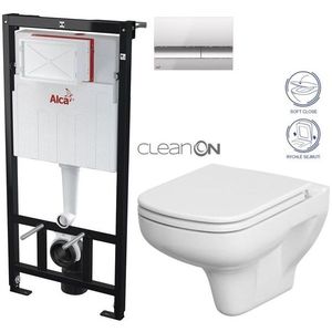 ALCADRAIN Sádromodul předstěnový instalační systém s chromovým tlačítkem M1721 + WC CERSANIT CLEANON COLOUR + SEDÁTKO AM101/1120 M1721 CN1 obraz