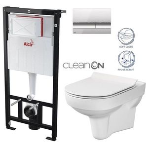 ALCADRAIN Sádromodul předstěnový instalační systém s chromovým tlačítkem M1721 + WC CERSANIT CITY NEW CLEANON + WC SEDÁTKO SLIM AM101/1120 M1721 CI2 obraz