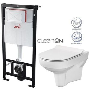 ALCADRAIN Sádromodul předstěnový instalační systém bez tlačítka + WC CERSANIT CITY NEW CLEANON + WC SEDÁTKO SLIM AM101/1120 X CI2 obraz