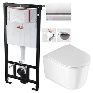 ALCADRAIN Sádromodul předstěnový instalační systém s chromovým tlačítkem M1721 + WC DEANTE Jasmin se sedátkem RIMLESS AM101/1120 M1721 JA1 obraz