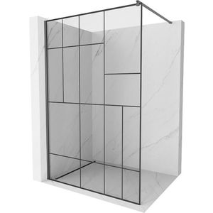 MEXEN/S Kioto Sprchová zástěna WALK-IN 70 x 200 cm, černý vzor 8 mm, grafit metal 800-070-101-95-78 obraz