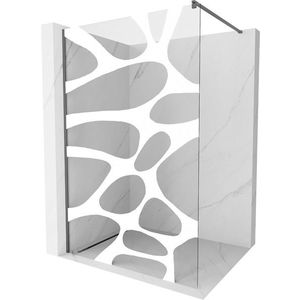 MEXEN/S Kioto Sprchová zástěna WALK-IN 70 x 200 cm, bílý vzor 8 mm, grafit metal 800-070-101-95-97 obraz