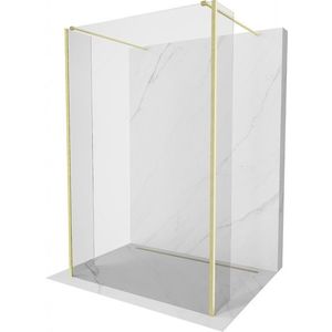 MEXEN/S Kioto Sprchová zástěna WALK-IN volněstojící 90 x 30 x 30 cm, transparent, zlatá kartáčovaná 800-090-030-222-55-00-030 obraz