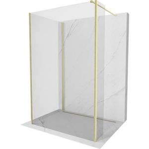 MEXEN/S Kioto Sprchová zástěna WALK-IN 90 x 70 x 40 cm, transparent, zlatá kartáčovaná 800-090-070-221-55-00-040 obraz