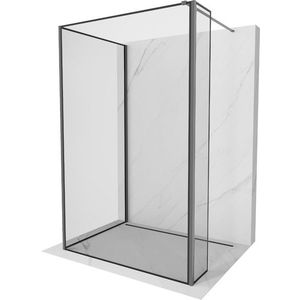 MEXEN/S Kioto Sprchová zástěna WALK-IN 90 x 70 x 30 cm, černý vzor, grafit metal 800-090-070-221-95-70-030 obraz