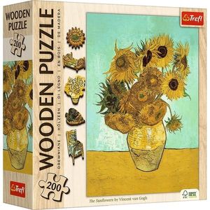 Trefl Dřevěné puzzle 200 - Slunečnice - Vincent van Gogh obraz