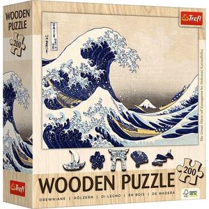 Trefl Dřevěné puzzle 200 - Velká vlna u pobřeží Kanagawy - Hokusai Katsushika obraz