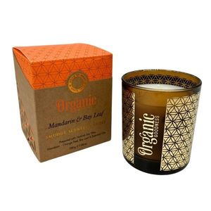 Organická vykuřovací svíčka 200g ve skle se zlatou fólií, Mandarin & Bay Leaf obraz