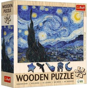 Trefl Dřevěné puzzle 200 - Hvězdná noc - Vincent van Gogh obraz