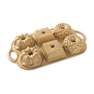 Nordic Ware Forma na mini bábovky, 2 x 3 tvary, 28 x 18 cm, zlatá 91277 obraz